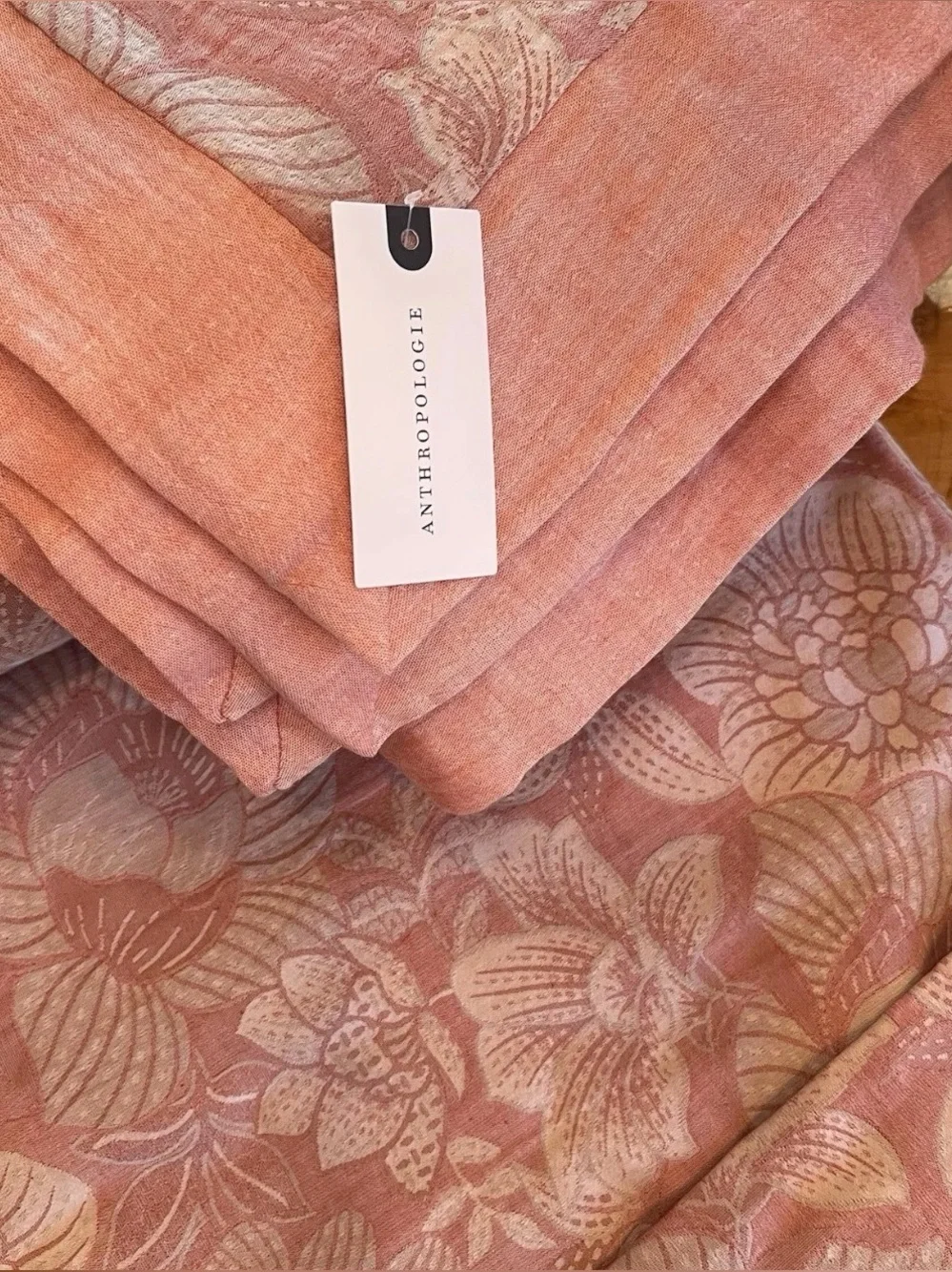 NEW Anthropologie Pink Floral Cotton Boho Queen / King Bedding Duvet & Sham Set